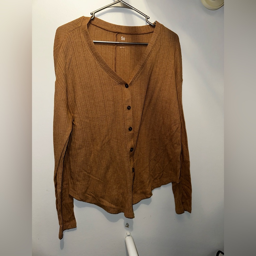 So Tan Long Sleeve Button Up